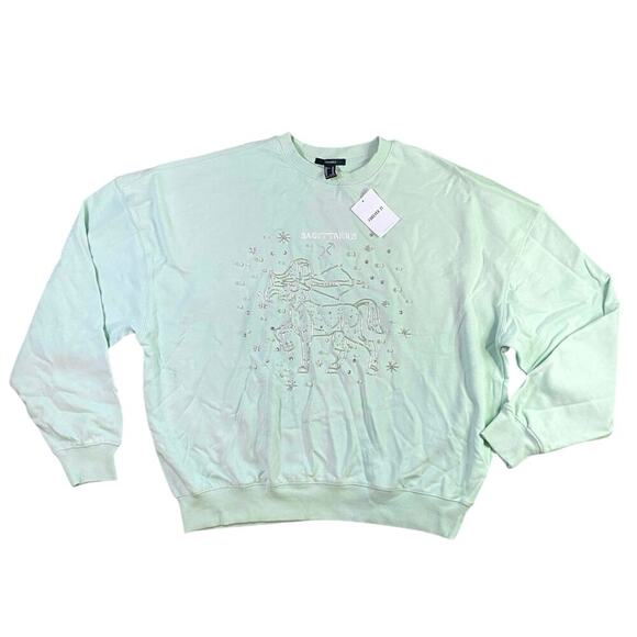Forever 21 x Sagittarius Star Sign Beaded Embroidered Oversized Sweater NWT - XL - Picture 1 of 4